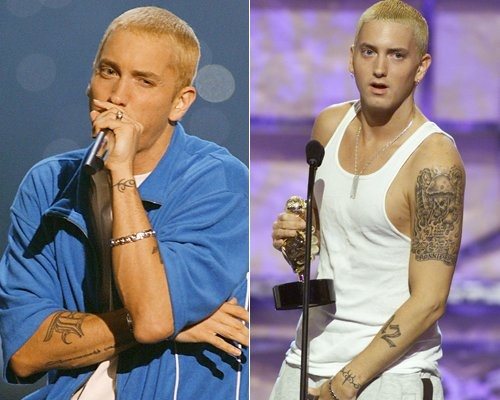 Eminem, the famous rapper, also has a series of interesting tattoos