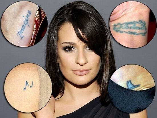 Lea Michele has several tattoos on her body as we can see in the image