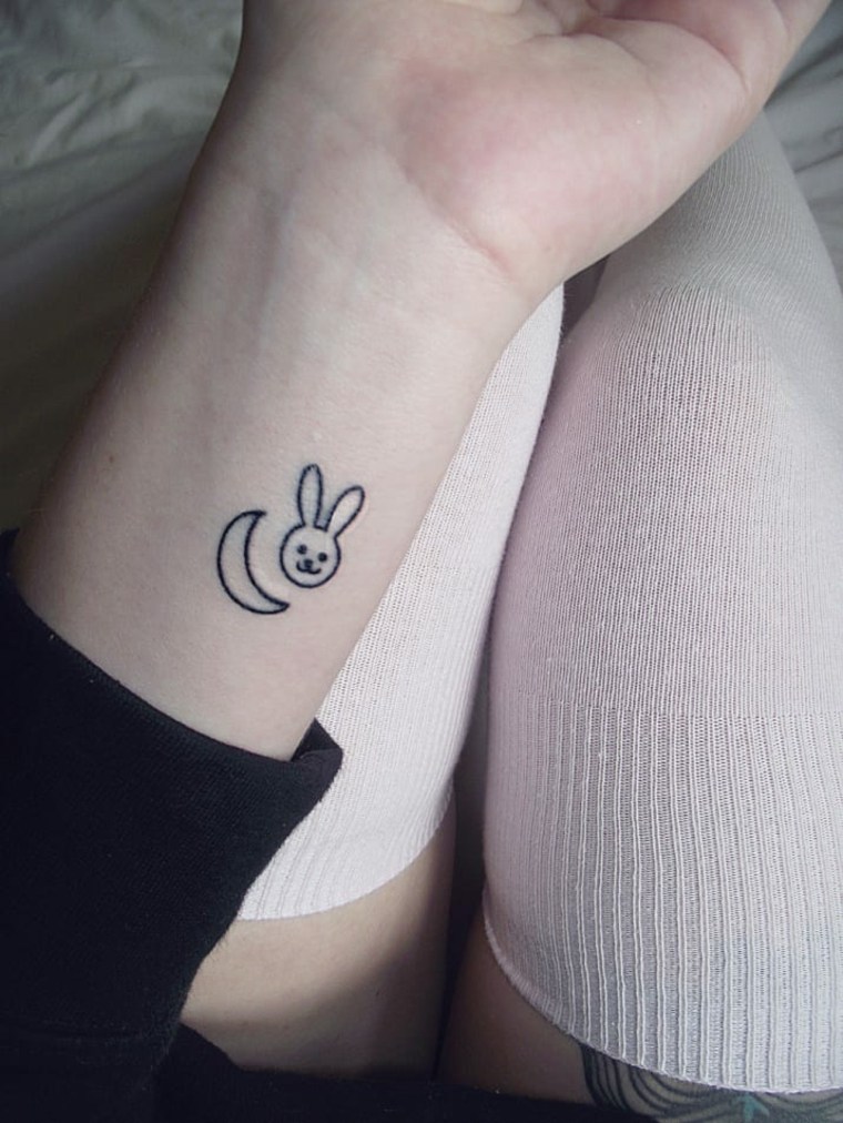 Rabbit and moon tattoo