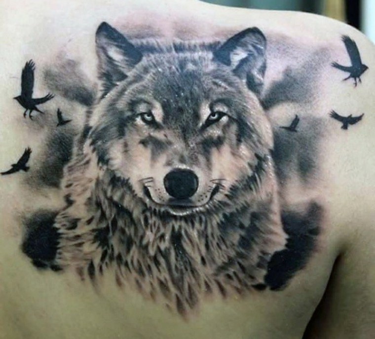 wolf-back-man tattoo