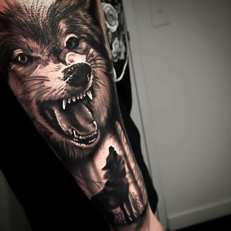 meaning wolf-arms-men tattoo