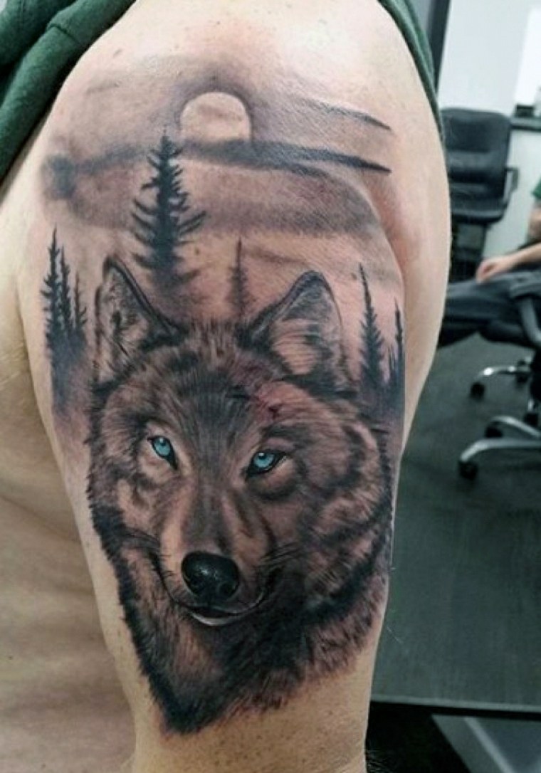 wolf tattoos-landscape-men