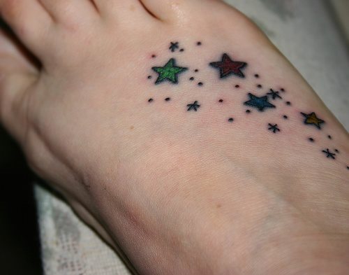 To start the galley I think that a tattoo on the foot is quite good, a place widely used by girls to have a tattoo