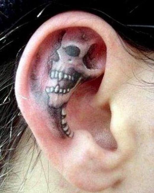 Small design of a skull inside the ear