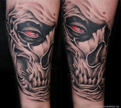 Design profile of a very red-eyed skull