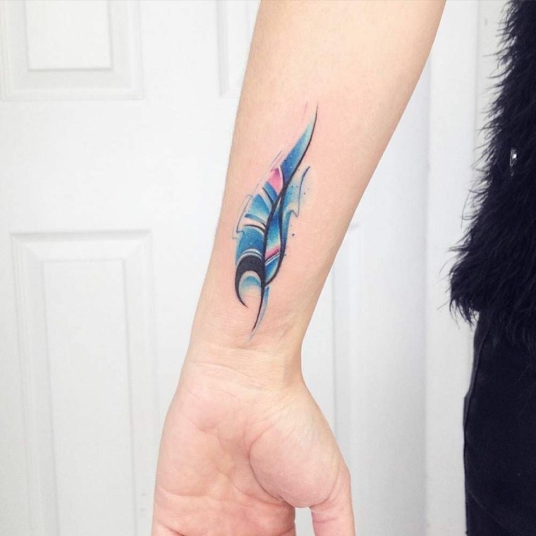 small tattoos-feathers-forearm