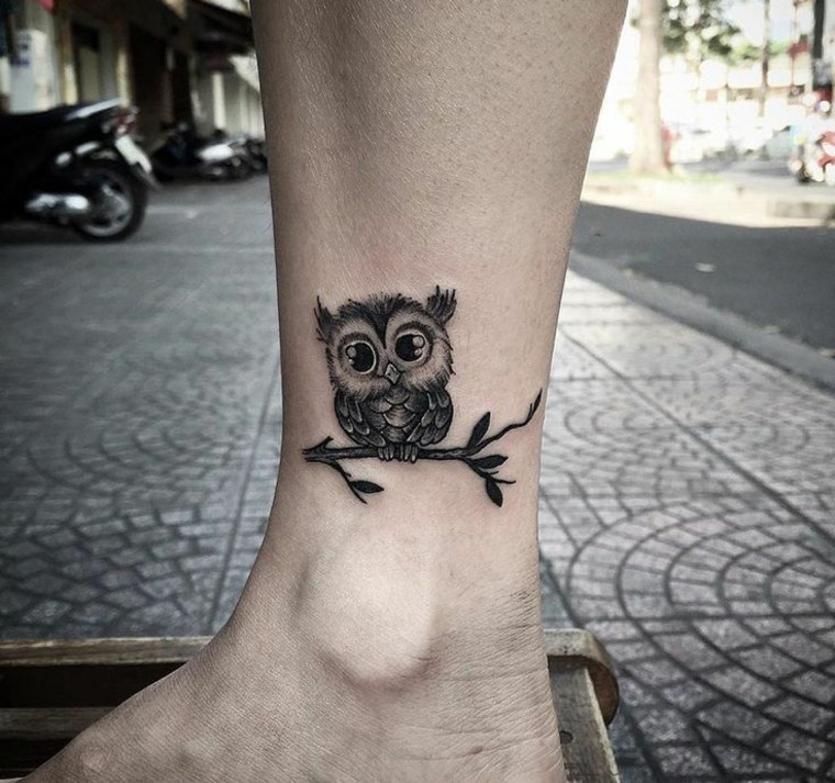 discrete tattoos-owls-ankle