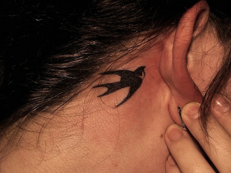 small tattoos-birds-nape-women