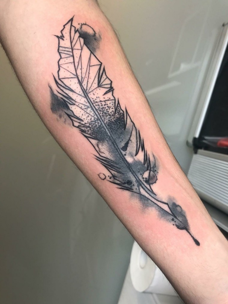 tattoo-of-feathers-ideas-white-black-forearm