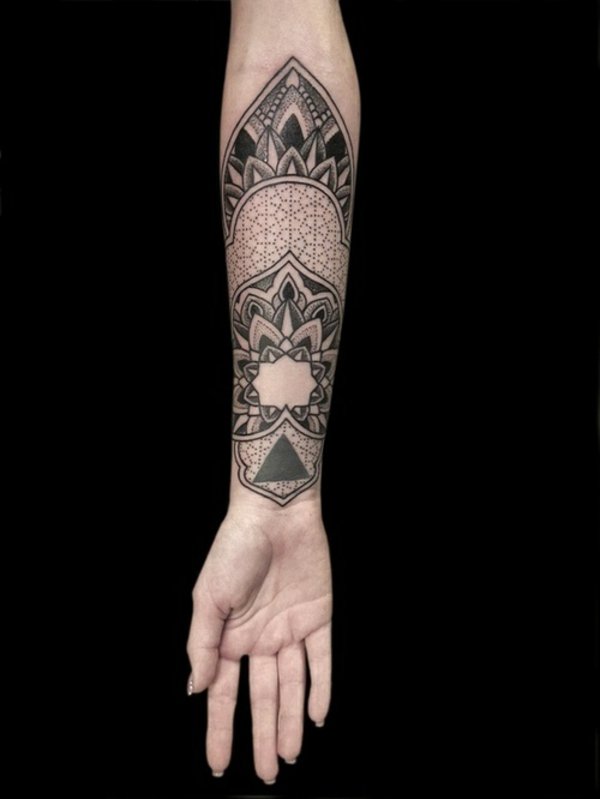 Model 133 forearm tattoo