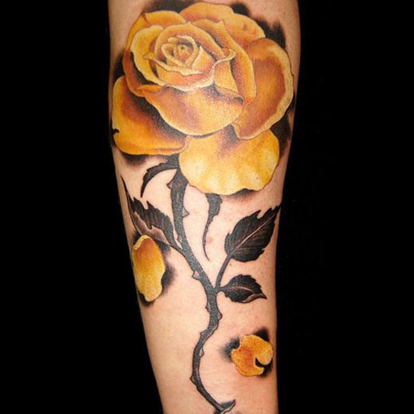 Model 104 forearm tattoo