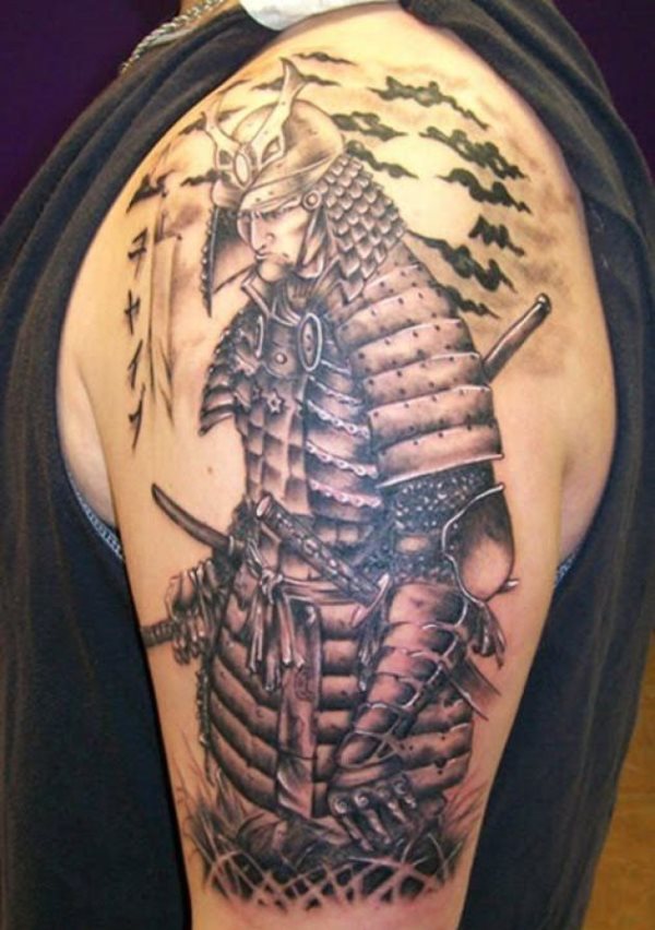 Great design of a warrior with some touches of white ink that brings luminosity