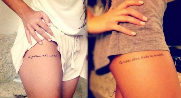 Tattoos for women on the leg - Ideas, tips and photos! - Leg phrases tattoos